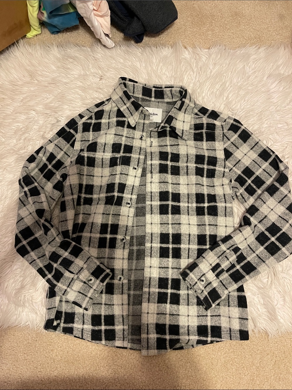 Goodfellow & Co Black and White Plaid Button-Down Shirt